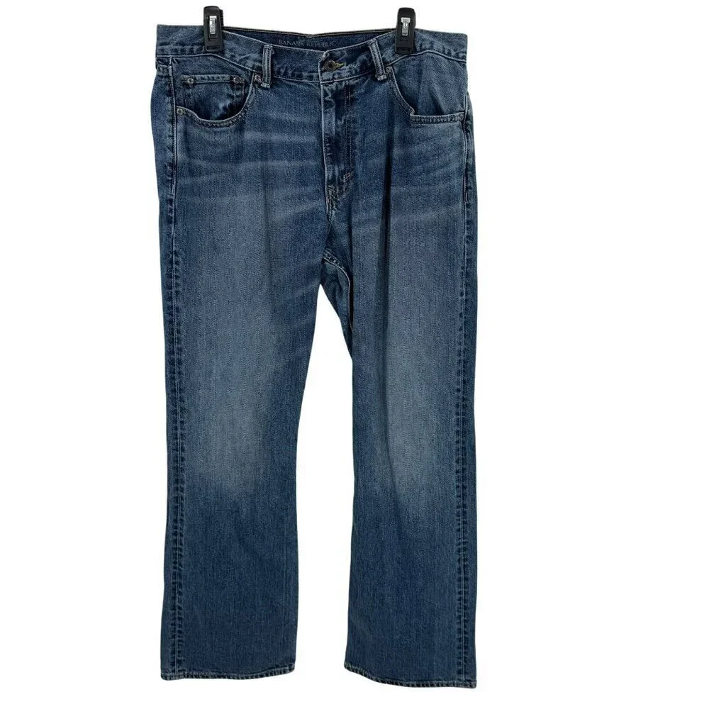 Banana Republic Mens Bootcut Jeans 36x32 Blue Denim 100% Cotton Casual Classic